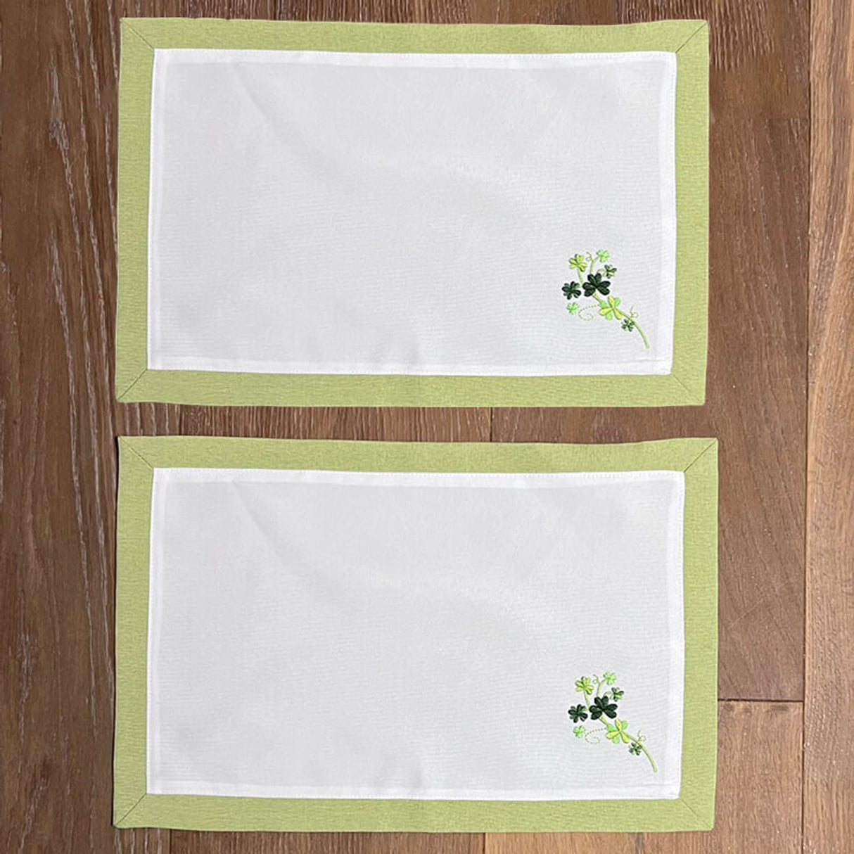326PM2 Irish Linen Embroidered Shamrock Placemat Set of 2 Creative Irish Gifts