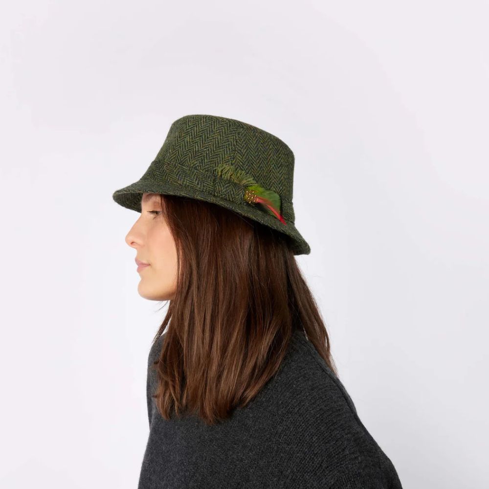 Men's Irish Tweed Feather Walking Hat Green Creative Irish Gift