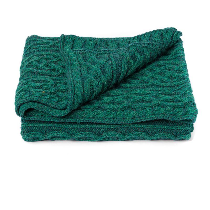 A105406-OS Merino Wool Aran Cable Knit Blanket Creative Irish Gifts