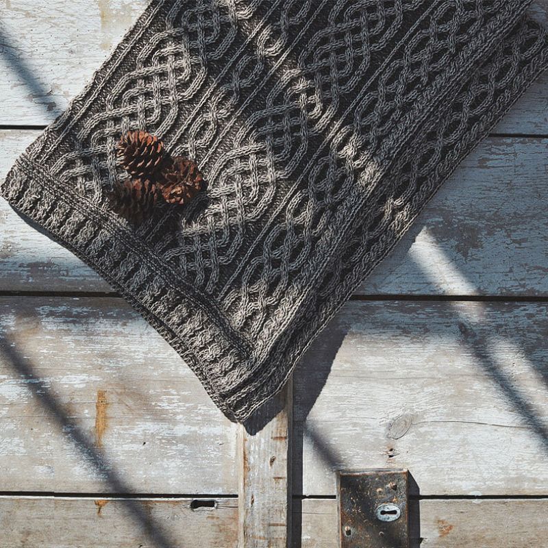 Merino Wool Aran Cable Knit Blanket Light Brown Creative Irish Gifts