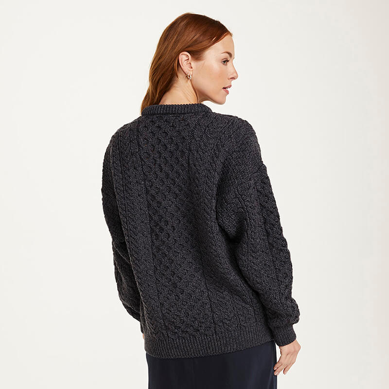 Ladies Merino Wool Aran Boyfriend Sweater