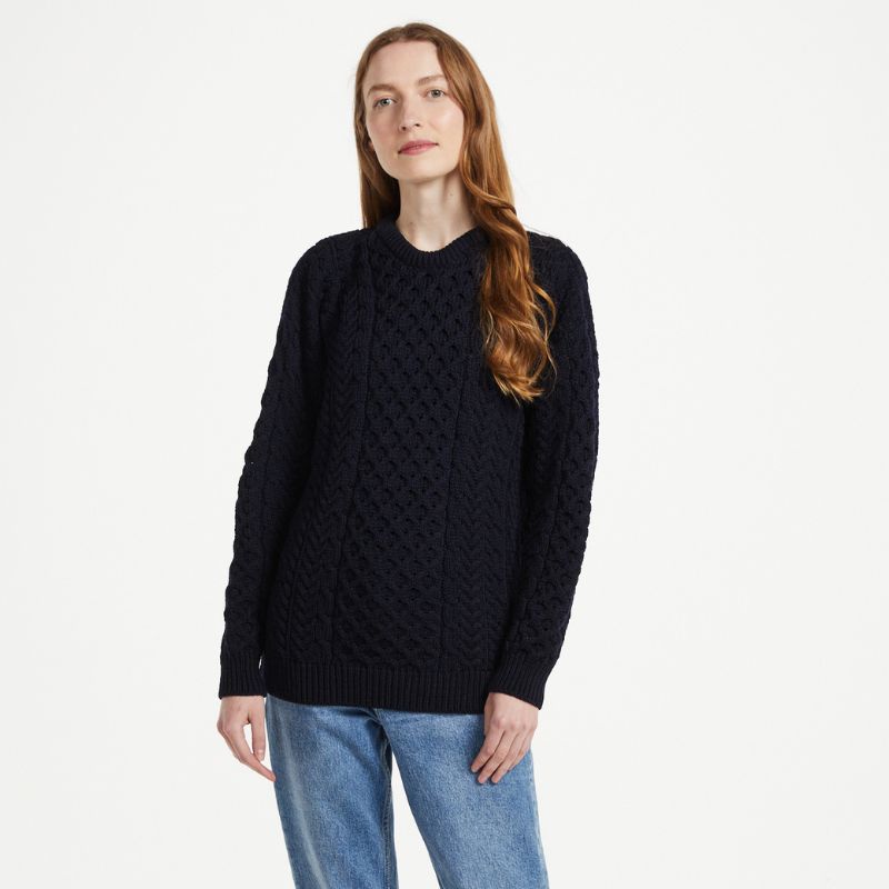 Ladies Merino Wool Aran Boyfriend Sweater