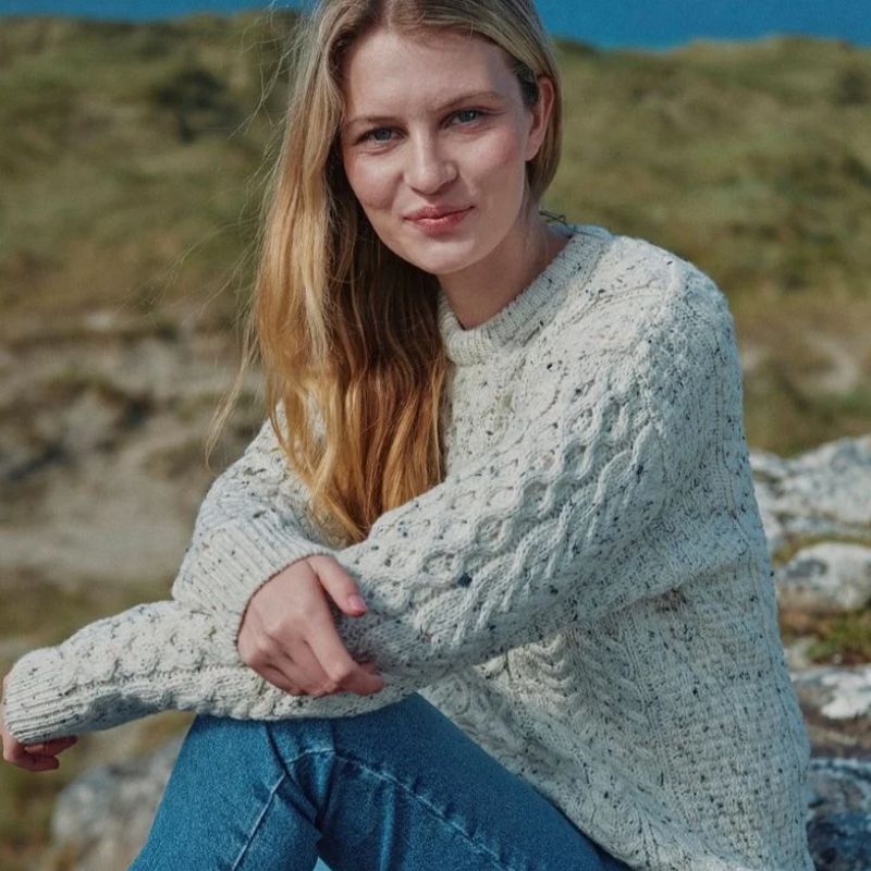 Pure Merino Wool Aran Boyfriend Sweater Creative Irish Gifts