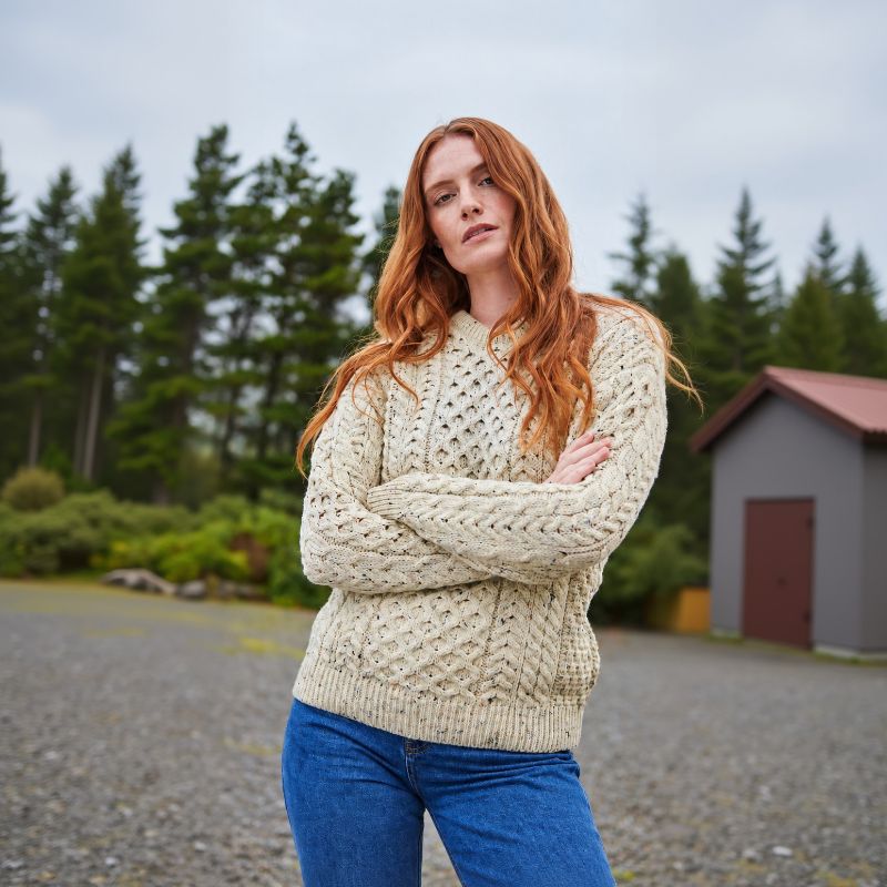 Pure Merino Wool Aran Boyfriend Sweater Creative Irish Gifts