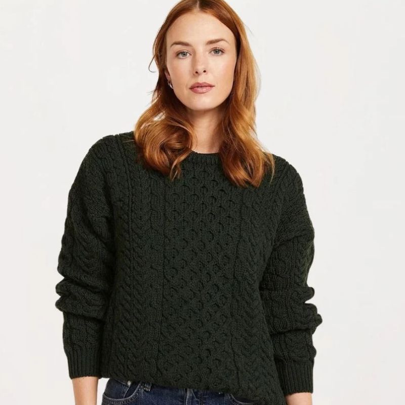 Pure Merino Wool Aran Boyfriend Sweater Creative Irish Gifts