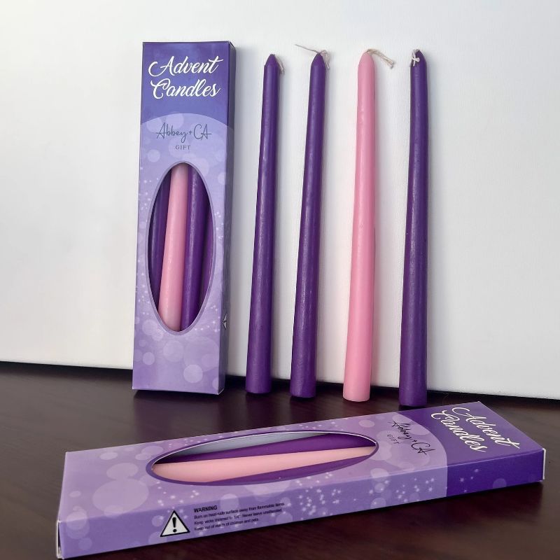 Set of 4 Pink & Purple Advent Candles studio Creative Irish Gifts