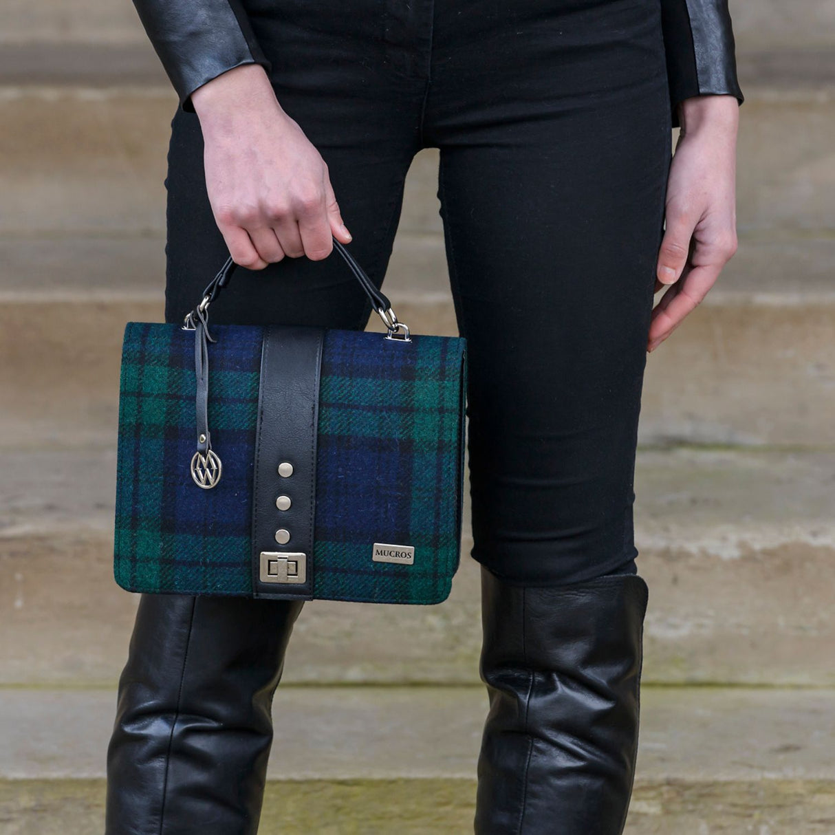 AC927 Ladies Irish Tweed Fiona Bag, BlackWatch Creative Irish Gifts.com