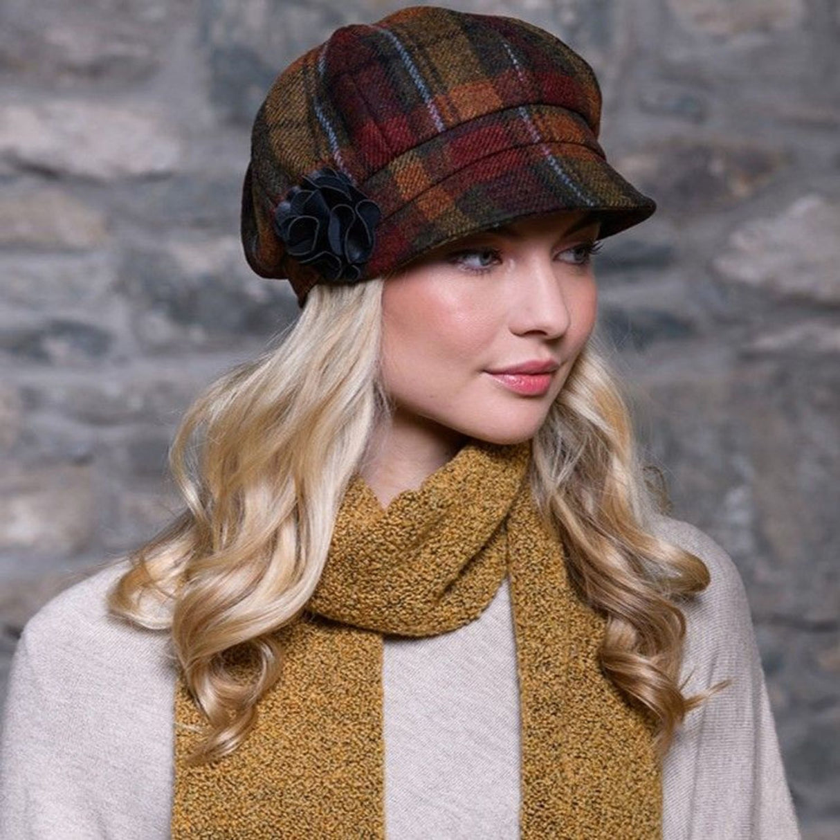 AC935 Women's Irish 8 Piece Hat with Rosette Detail, Fall Leaves Lifestyle Creative Irish Gifts.com