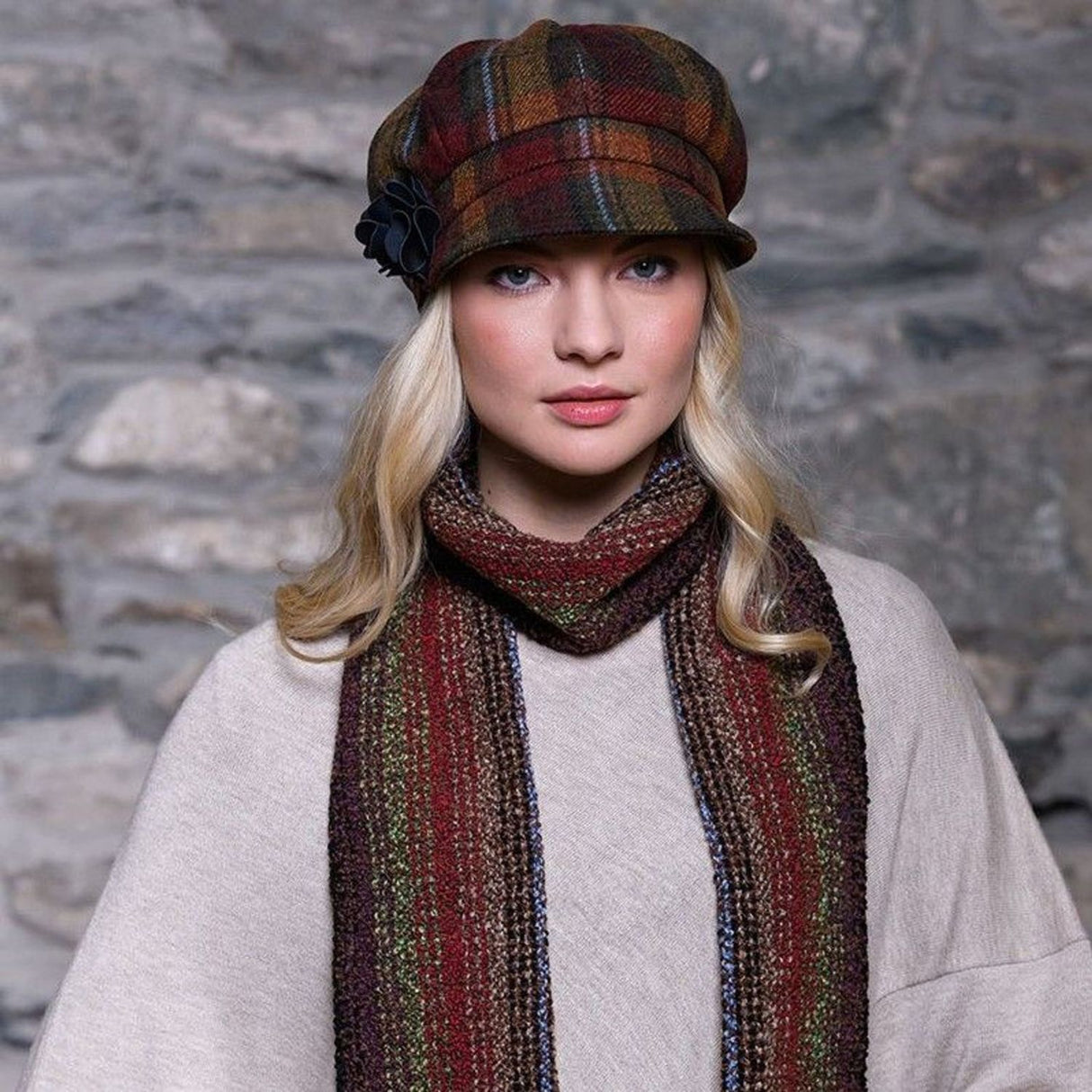 AC935 Women's Irish 8 Piece Hat with Rosette Detail, Fall Leaves Creative Irish Gifts.com