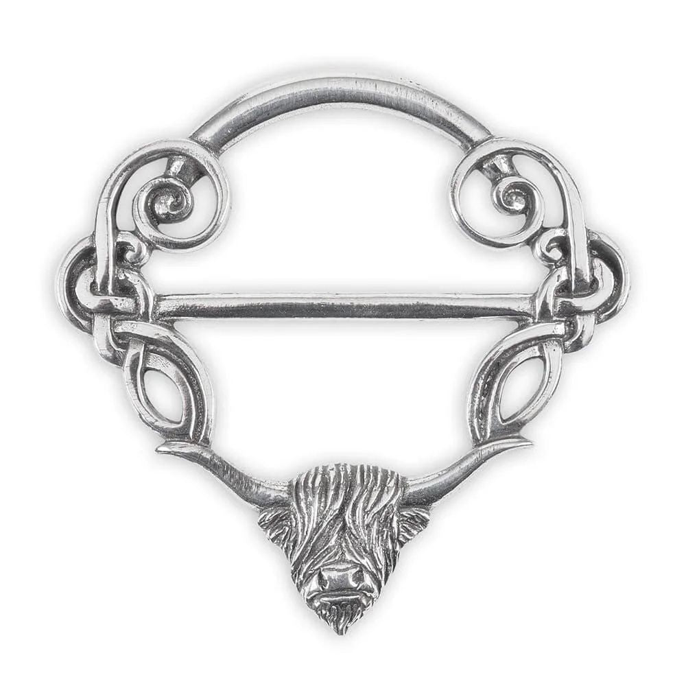 Celtic-Themed Pewter Scarf Ring Cow Creative Irish Gift