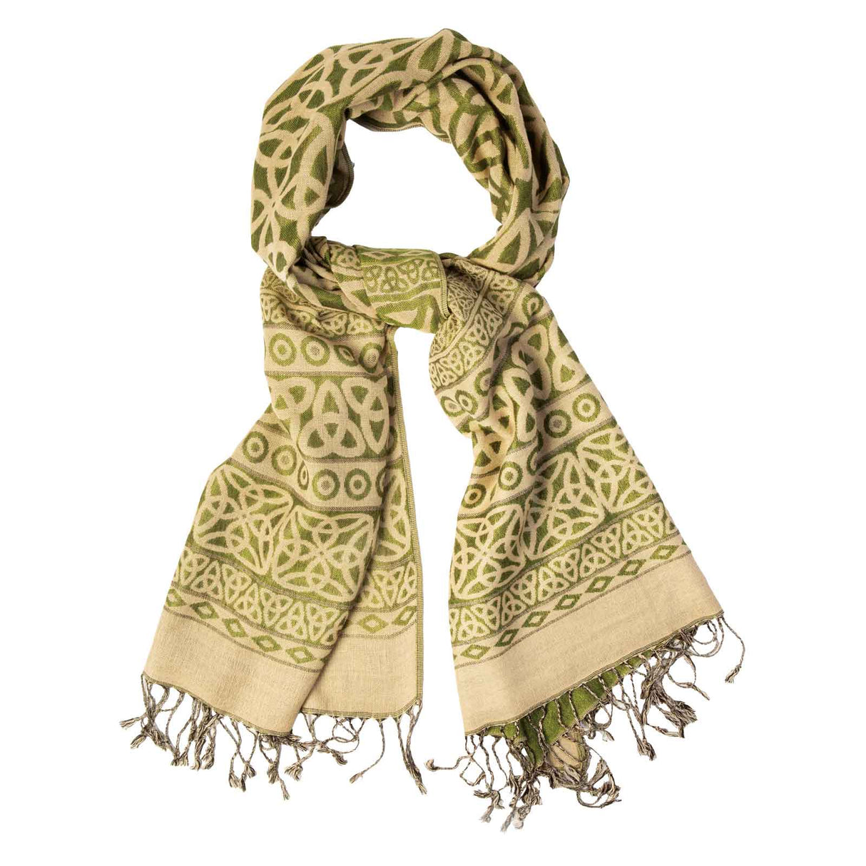 Celtic Knot Reversible Pashmina Scarf, Light Green - Creative Irish Gifts
