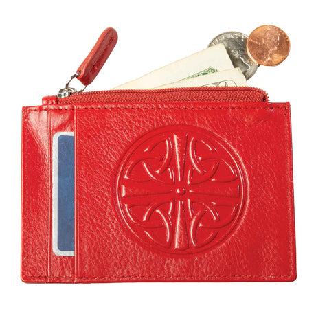 Celtic Knot Leather ID Holder- Red - Creative Irish Gifts