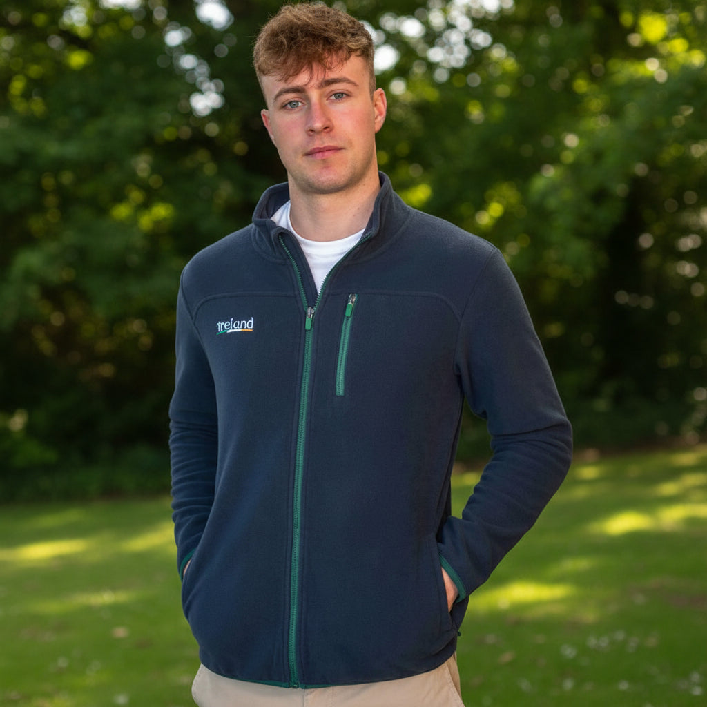Men's Irish Retro Sports Zip Sweatshirt, Navy Creative Irish Gifts
