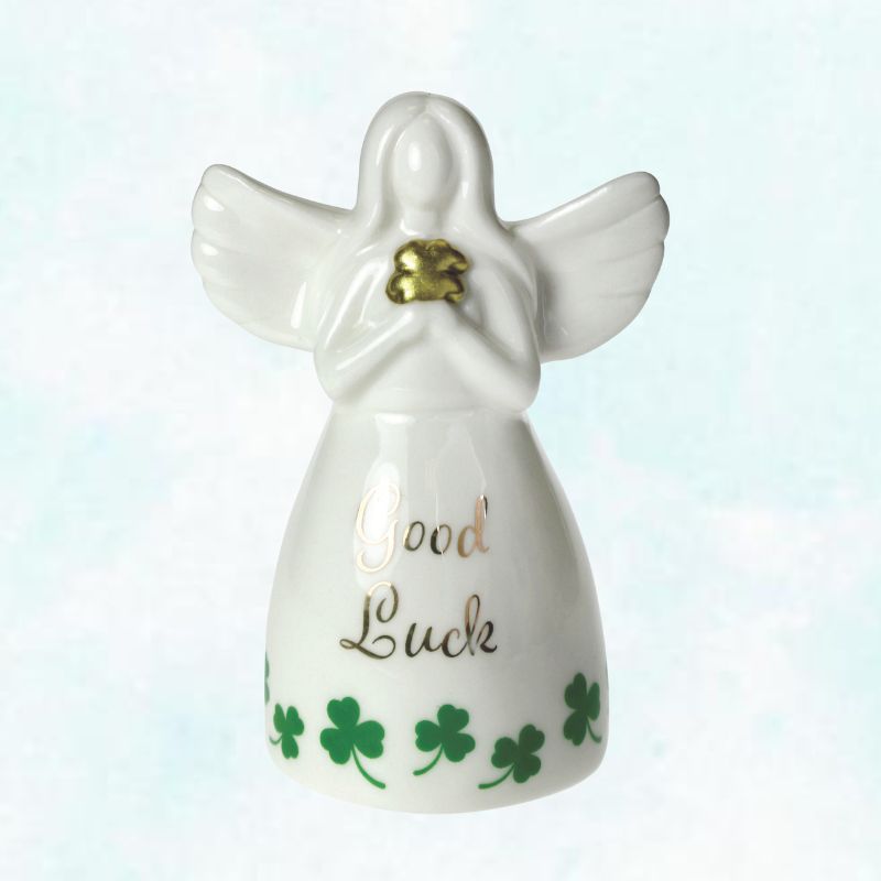 AIS-138063 Parian China Irish Angel Decoration, 'Good Luck' Message Creative Irish Gifts