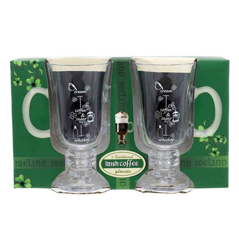 AIS-29262 Embossed Irish Coffee Glass Mugs, Set of 2 Creative Irish gift