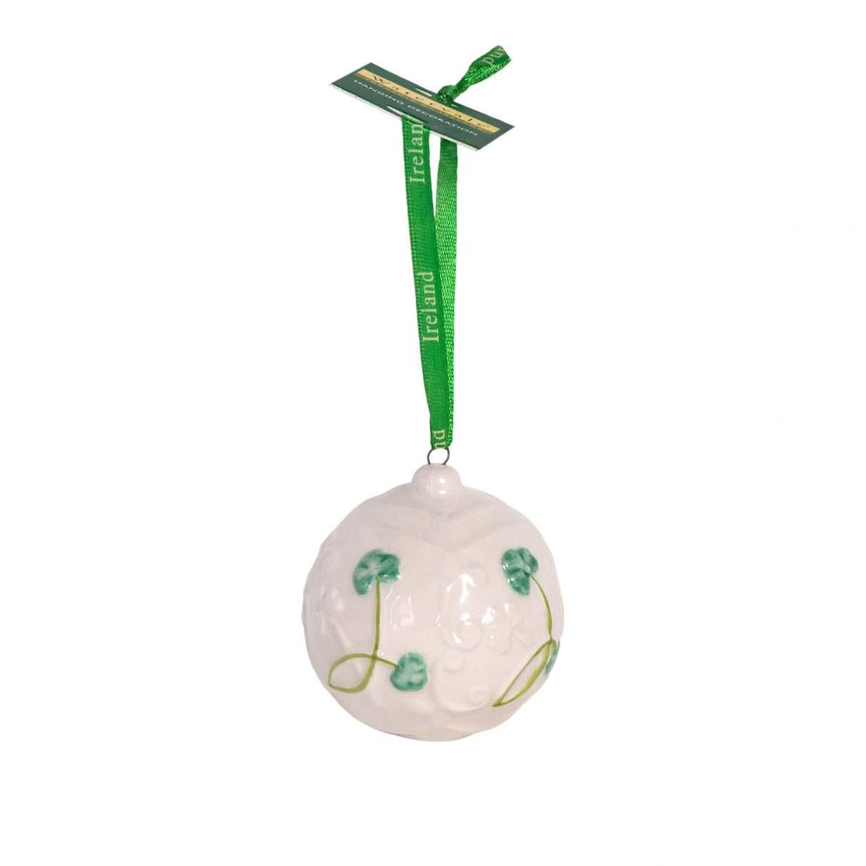 AIS-68407 Parian China Shamrock Christmas Bauble Studio Creative Irish Gifts