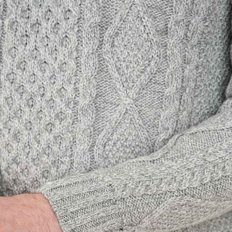 Men's Heavyweight Wool Irish Sweater, Grey Studio Creative Irish Gifts.com