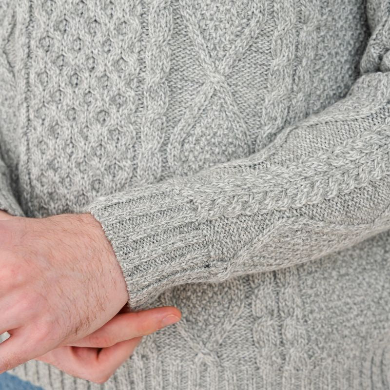 Men's Heavyweight Wool Irish Sweater, Grey Creative Irish Gifts.com