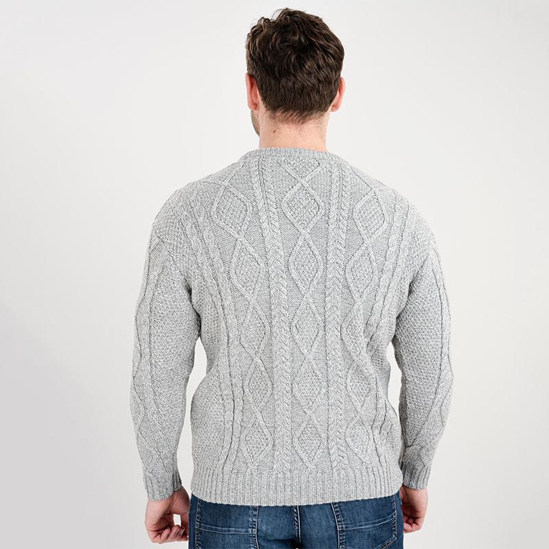 Men's Heavyweight Wool Irish Sweater, Grey Back Studio Creative Irish Gifts.com