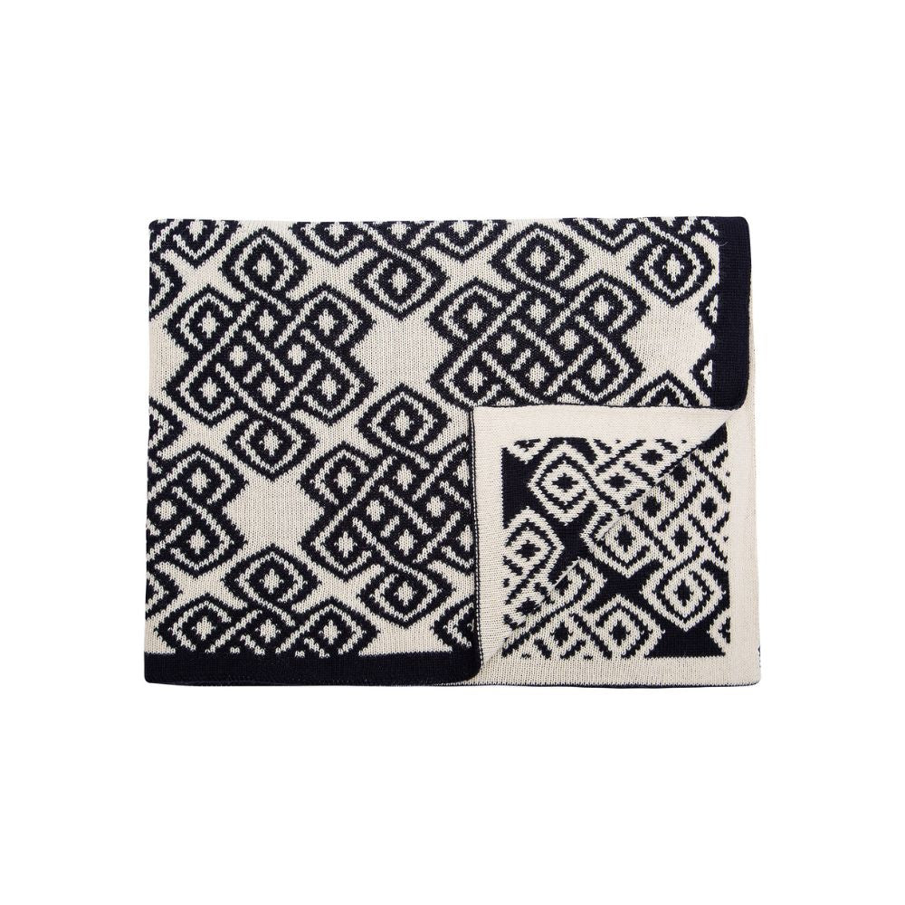 Celtic Novelty Pattern Wool Throw- Navy Studio Creative Irish Gifts