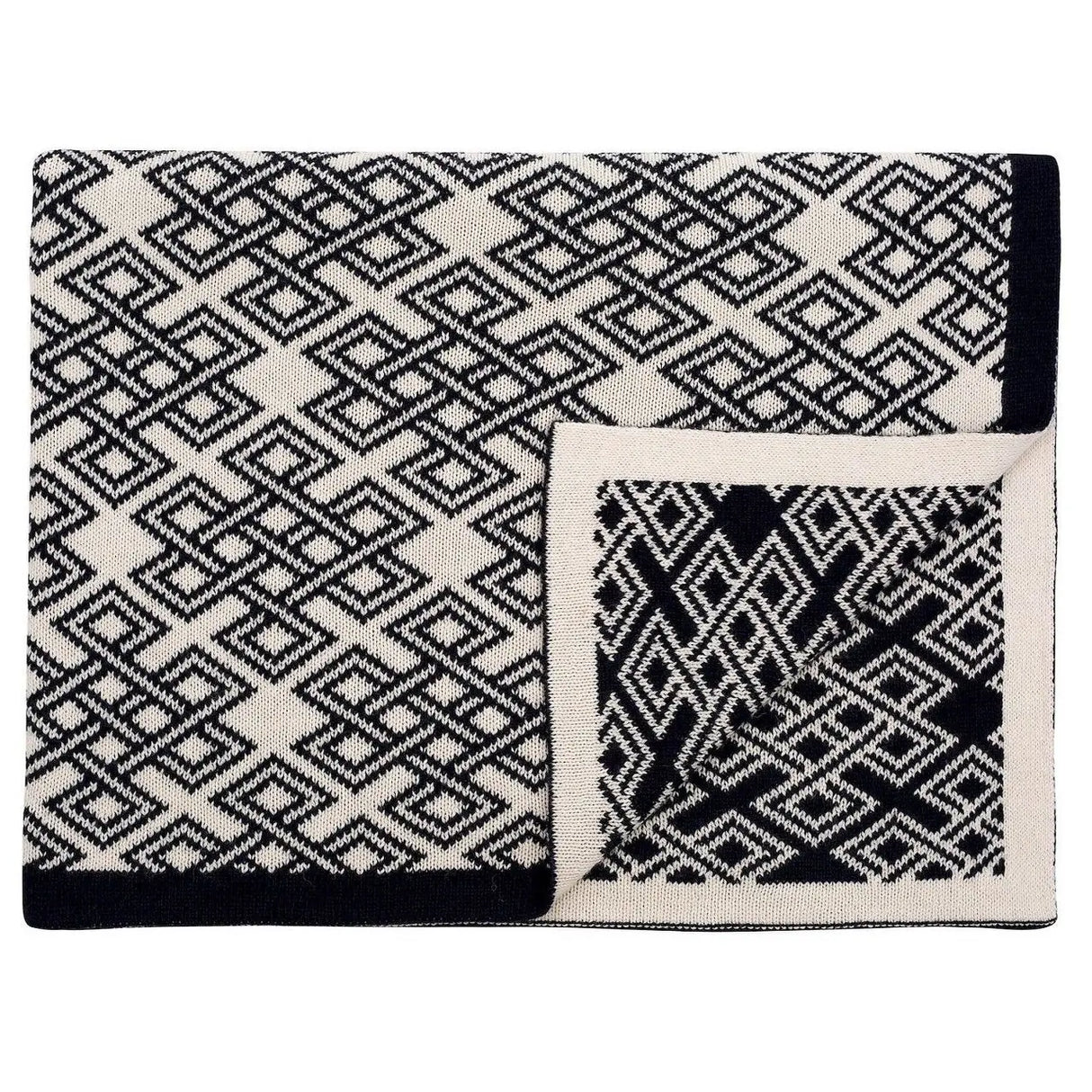 AWT318-304-OS Celtic Heritage Wool Throw Blanket Navy Closely Creative Irish Gifts