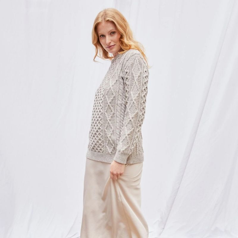 Ladies' SuperSoft Merino Irish Crew Neck Sweater Oat studio Creative Irish Gifts