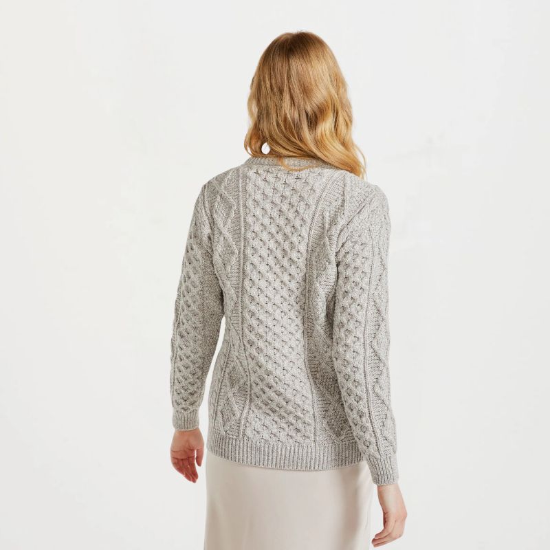 Ladies' SuperSoft Merino Irish Crew Neck Sweater oat back view Creative Irish Gifts