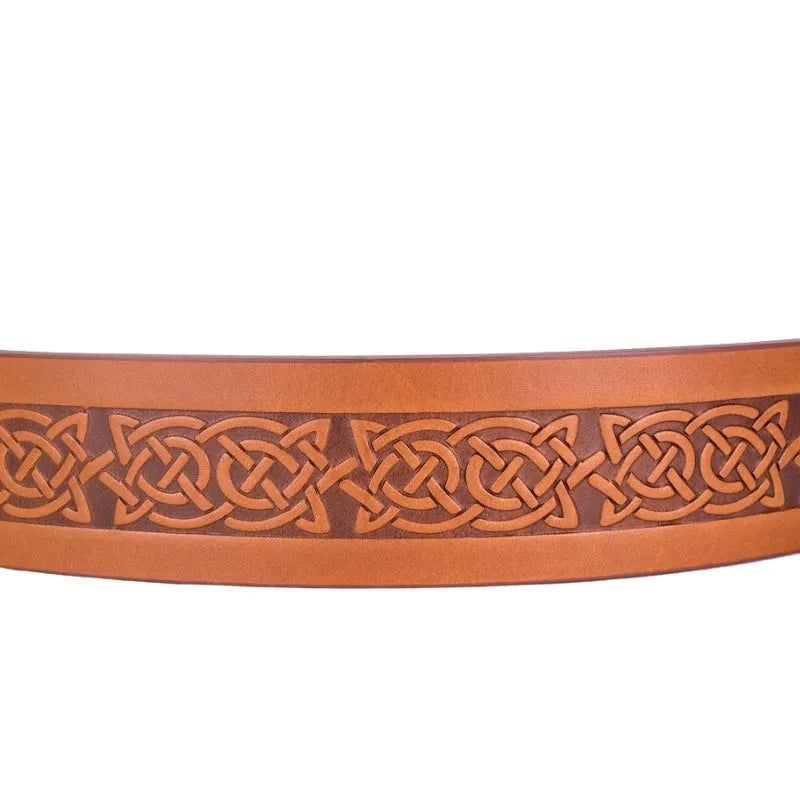 B22020 Celtic Hounds Leather Belt with Buckle, Brown Creative Irish gift