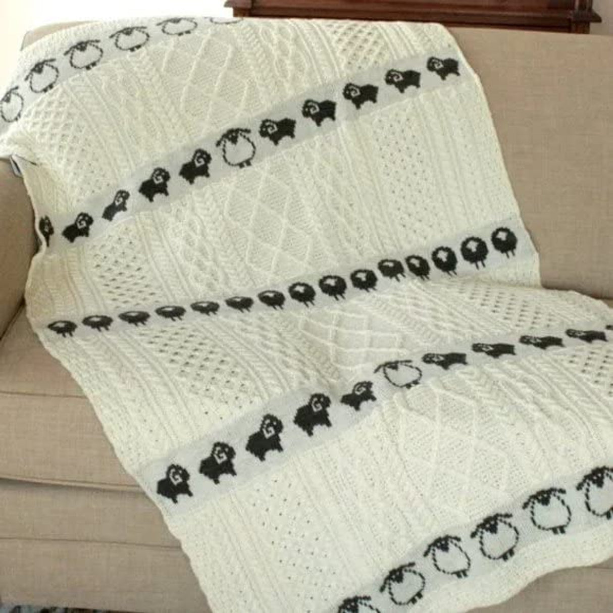 B288991-ONE Sheep Aran Wool Throw Creative Irish gift