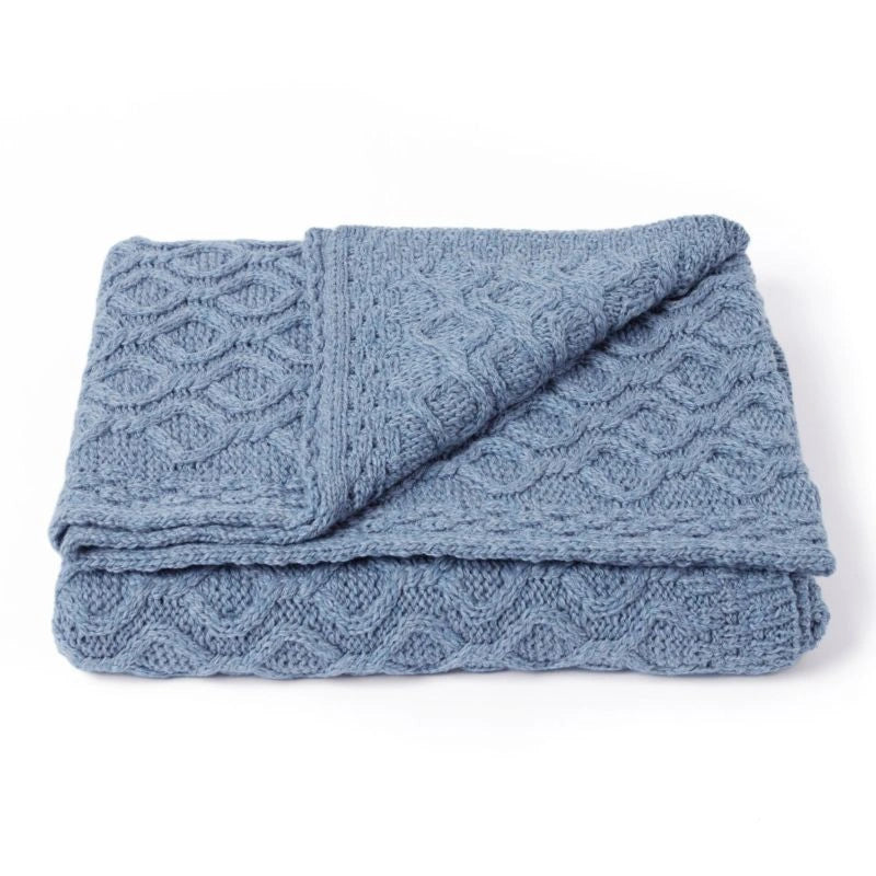 B329385-ONE SuperSoft Merino Honeycomb Aran Knit Throw, Gray Creative Irish Gifts