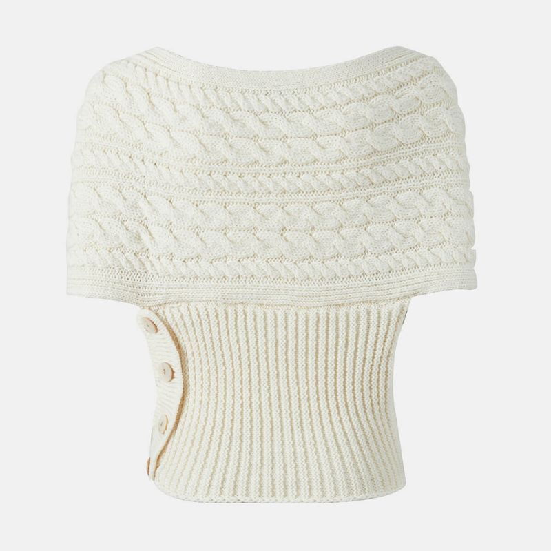 Aran Cable Merino Wool Wrap with Buttons White studio Creative Irish Gift