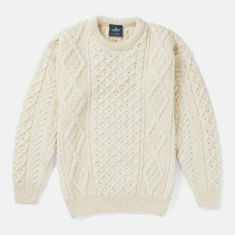 Ladies Aran Crew Neck Fisherman Sweater