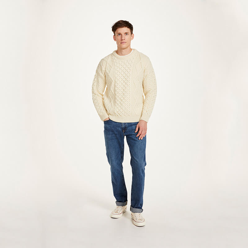 Men's Aran Crew Neck Fisherman Sweater