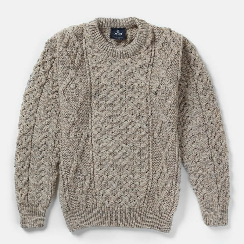 Ladies Aran Crew Neck Fisherman Sweater