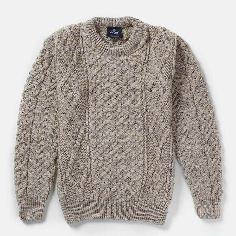 Men's Aran Crew Neck Fisherman Sweater