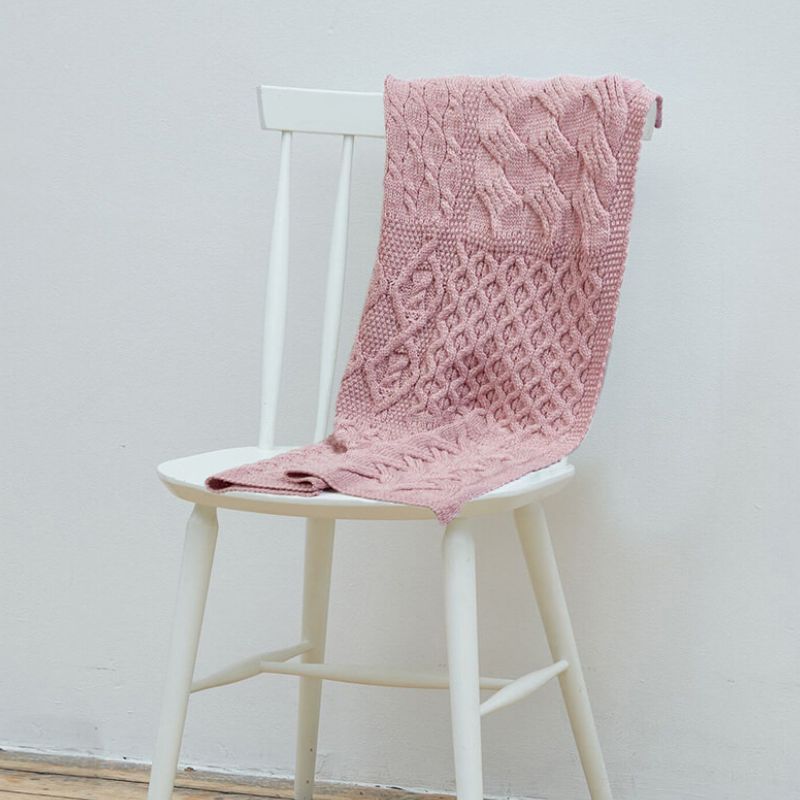 SuperSoft Merino Aran Patchwork Baby Blanket Pink Creative Irish Gift