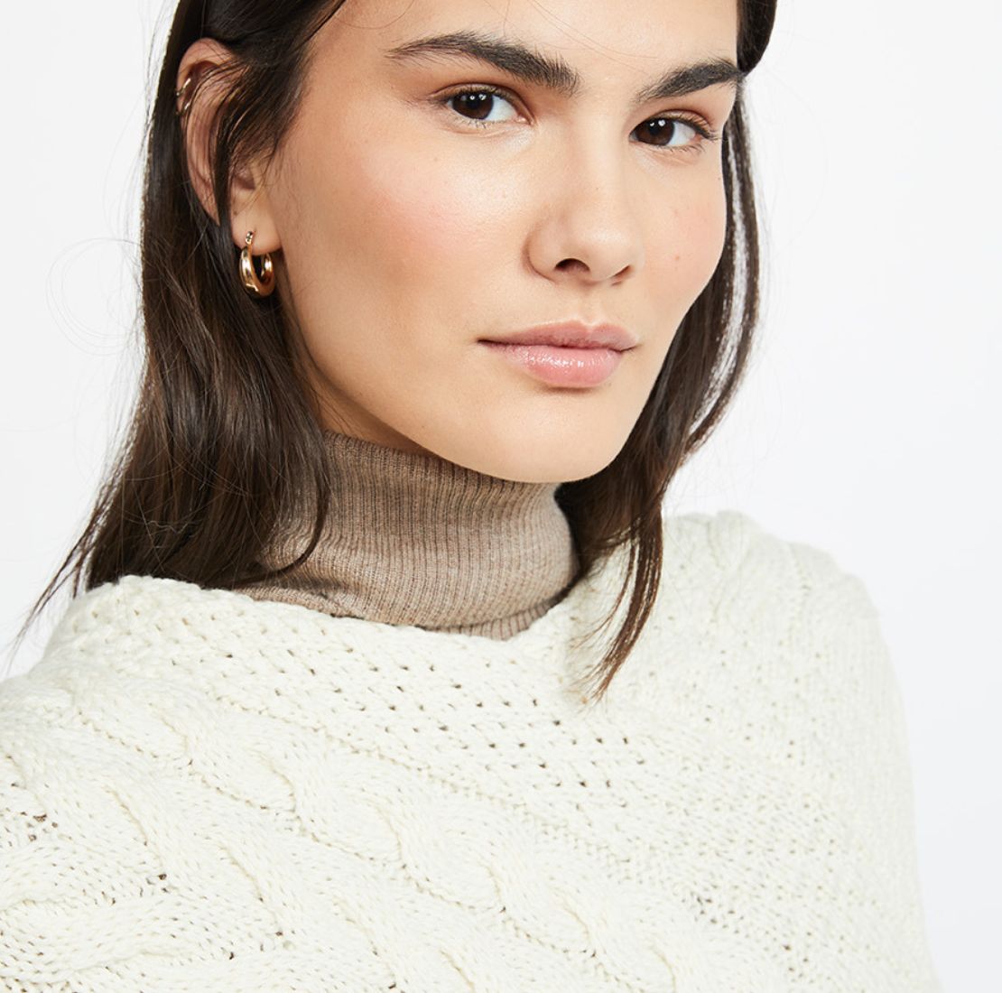 Aran Knit Merino Wool Poncho White Creative Irish Gift