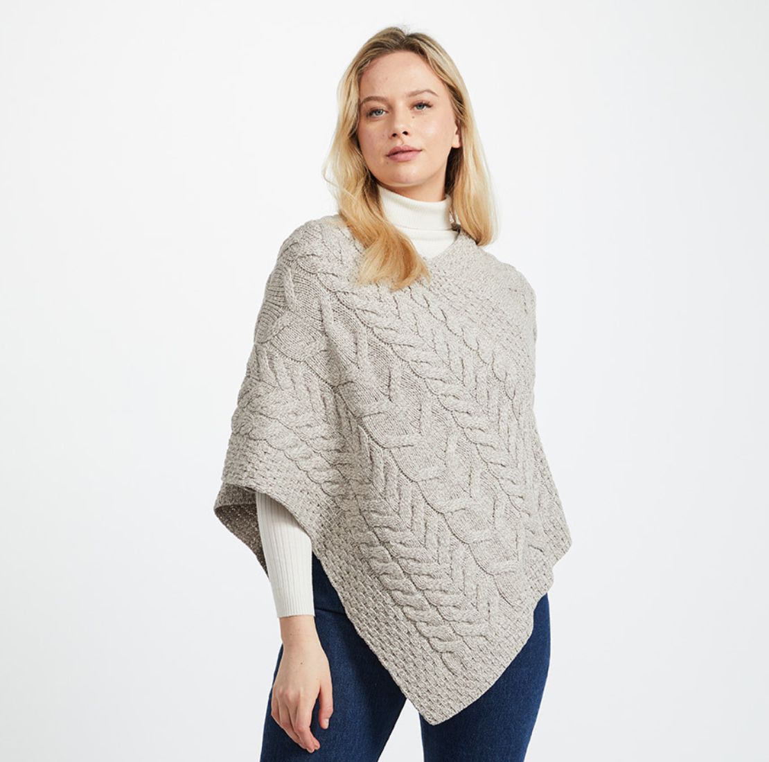 Aran Knit Merino Wool Poncho Otemeal studio Creative Irish Gift
