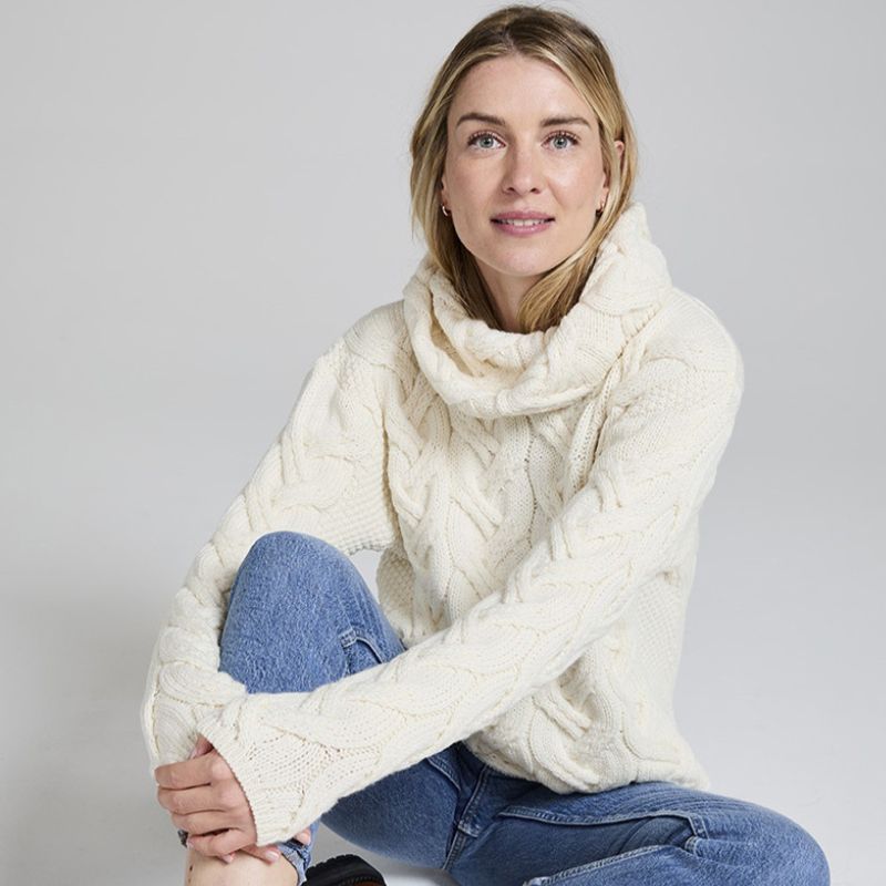 Women's Cable Knit SuperSoft Merino Wool Sweater Creative Irish Gifts