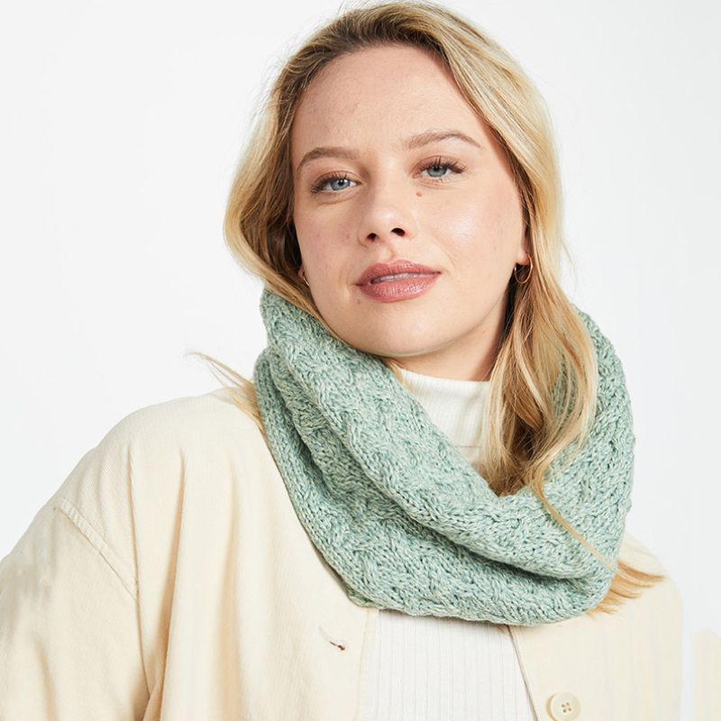 Aran Knit Infinity Scarf- Cream