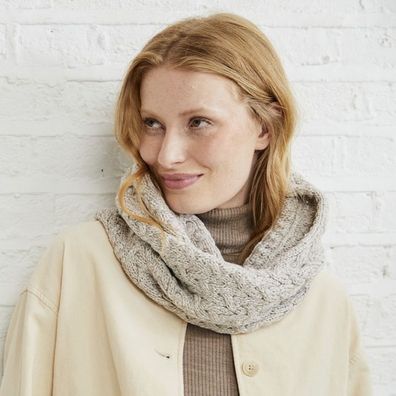 Aran Knit Infinity Scarf- Cream