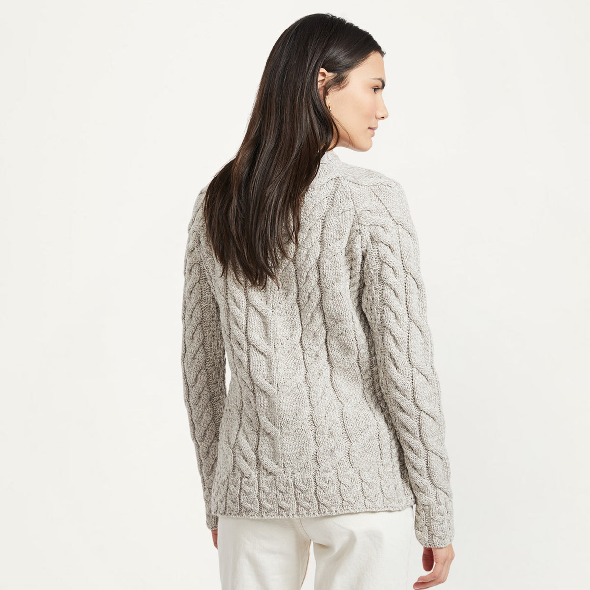 Women's Aran Knit Cable Sweater, Toasted Oat Creative Irish gift
