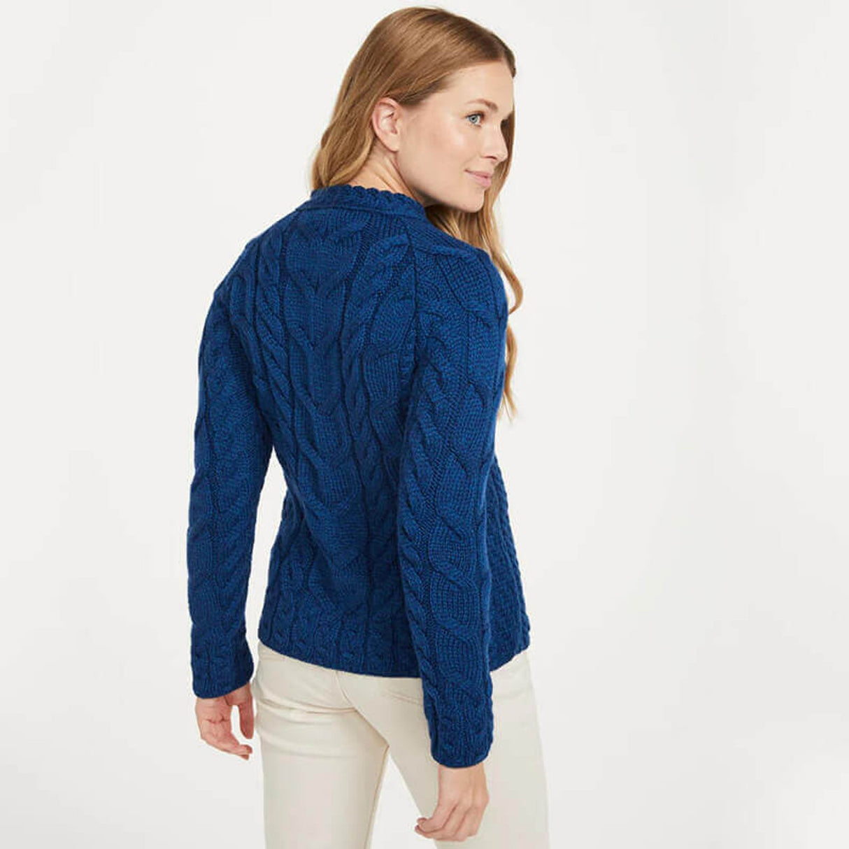 B951784 Ladies Irish Cable Merino Wool Sweater Creative Irish Gifts
Back View