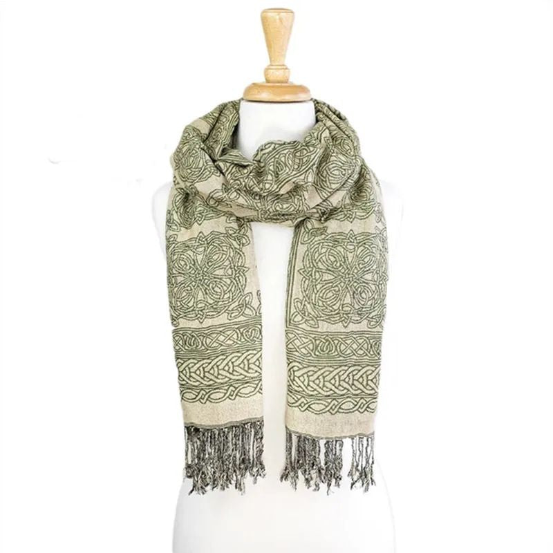 Celtic Knotwork Reversible Scarf, Dark Green Creative Irish Gifts Reversed