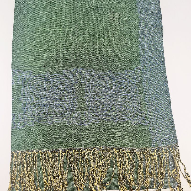 BIL-BC2101-1 Celtic Knotwork Scarf with Braided Tassels, Green Creative Irish Gifts