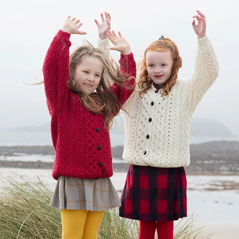 BN013 Child's Aran Knit Cardigan Lifestyle Creative Irish Gifts