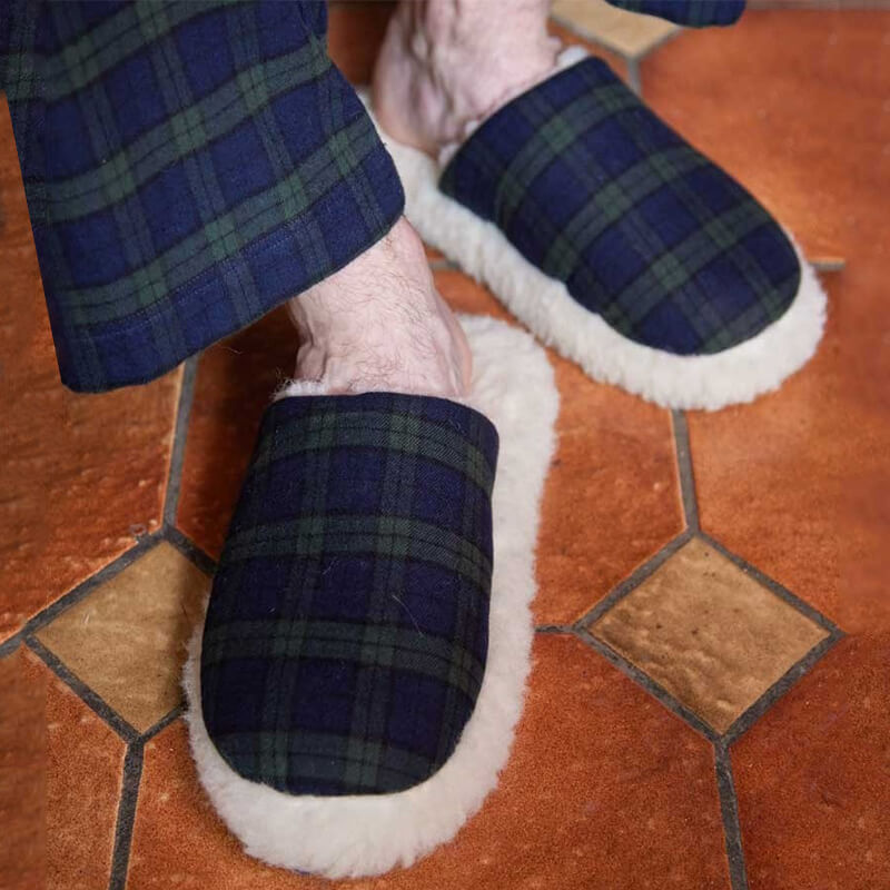 Blackwatch Tartan Woollen Slippers-Creative Irish gift