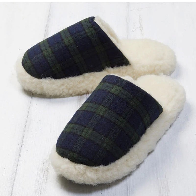 Blackwatch Tartan Woollen Slippers-Creative Irish gift