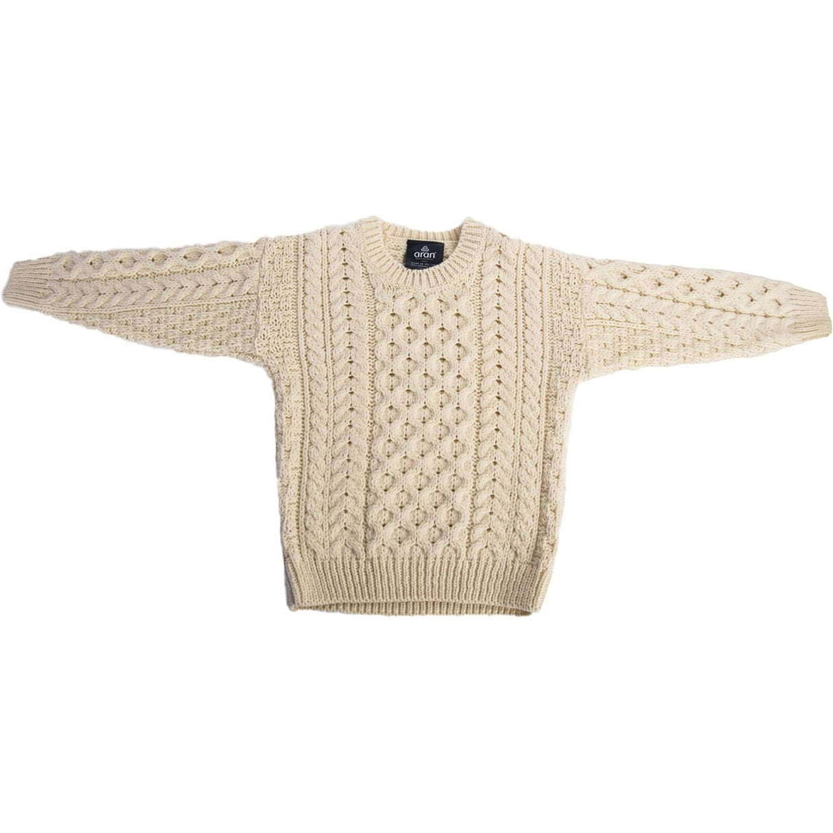 CA724-CRMXS Children's Irish Aran Wool Sweater Front Creative Irish gift