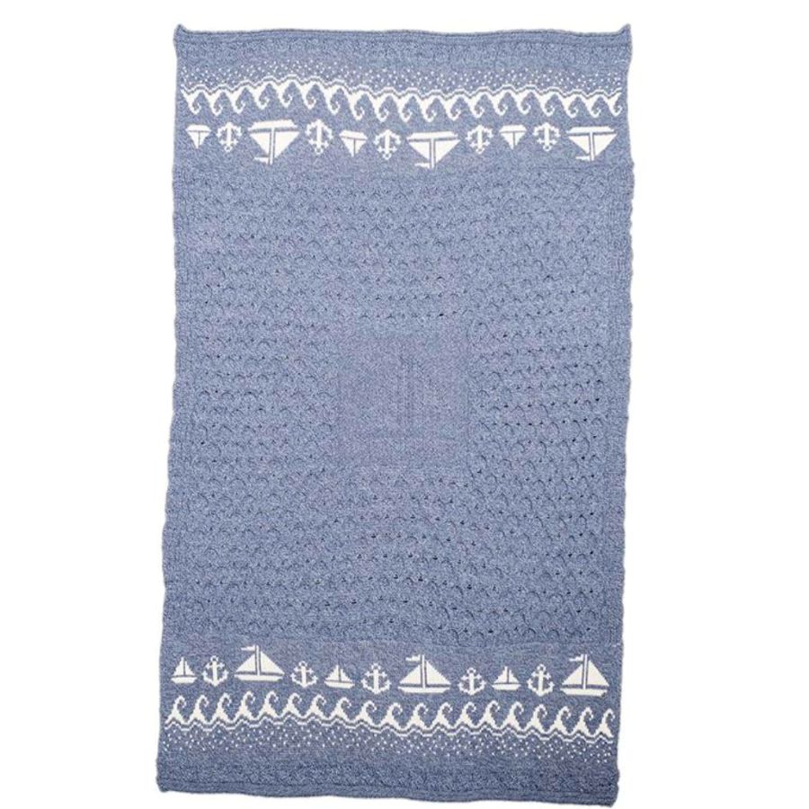 CA748 Merino Wool Irish Throw with Sailing Boat Design Creative Irish gift.com